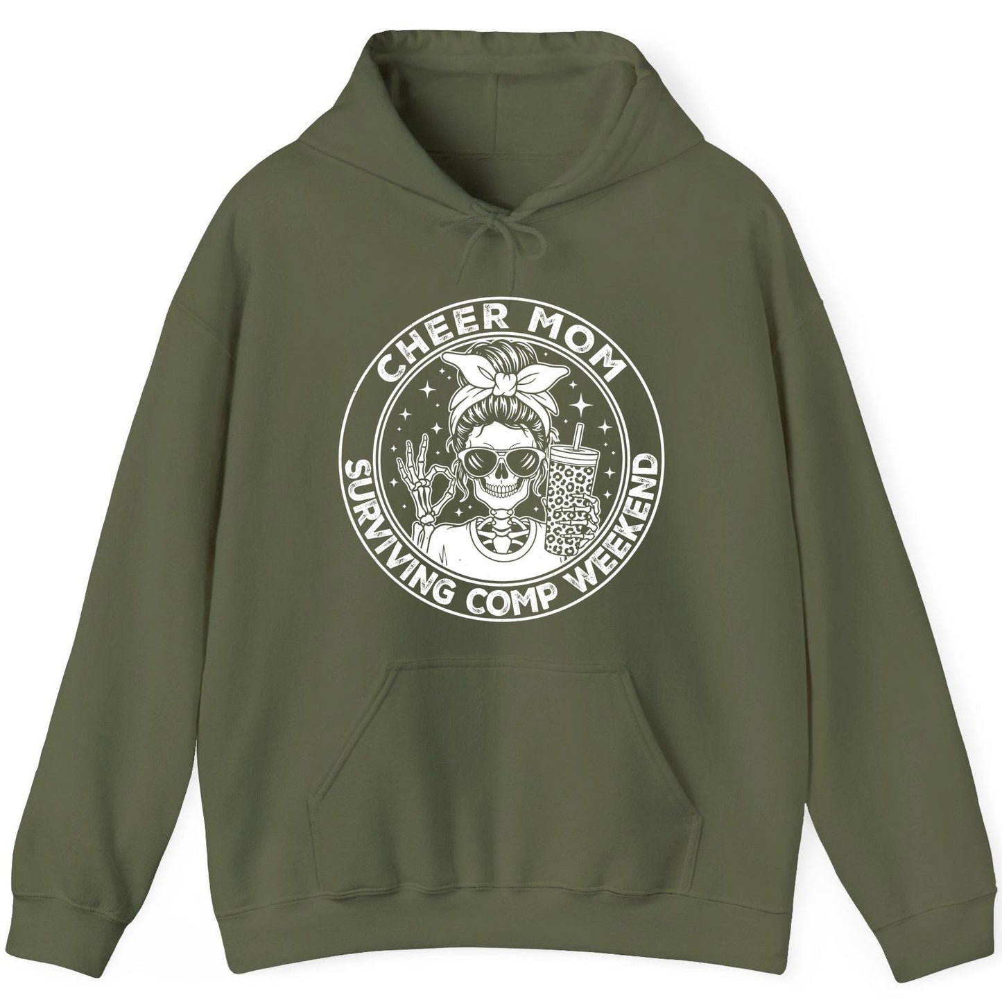 Cheer Mom Surviving Comp Weekend cheer mom Hoodie Military Green product mockup