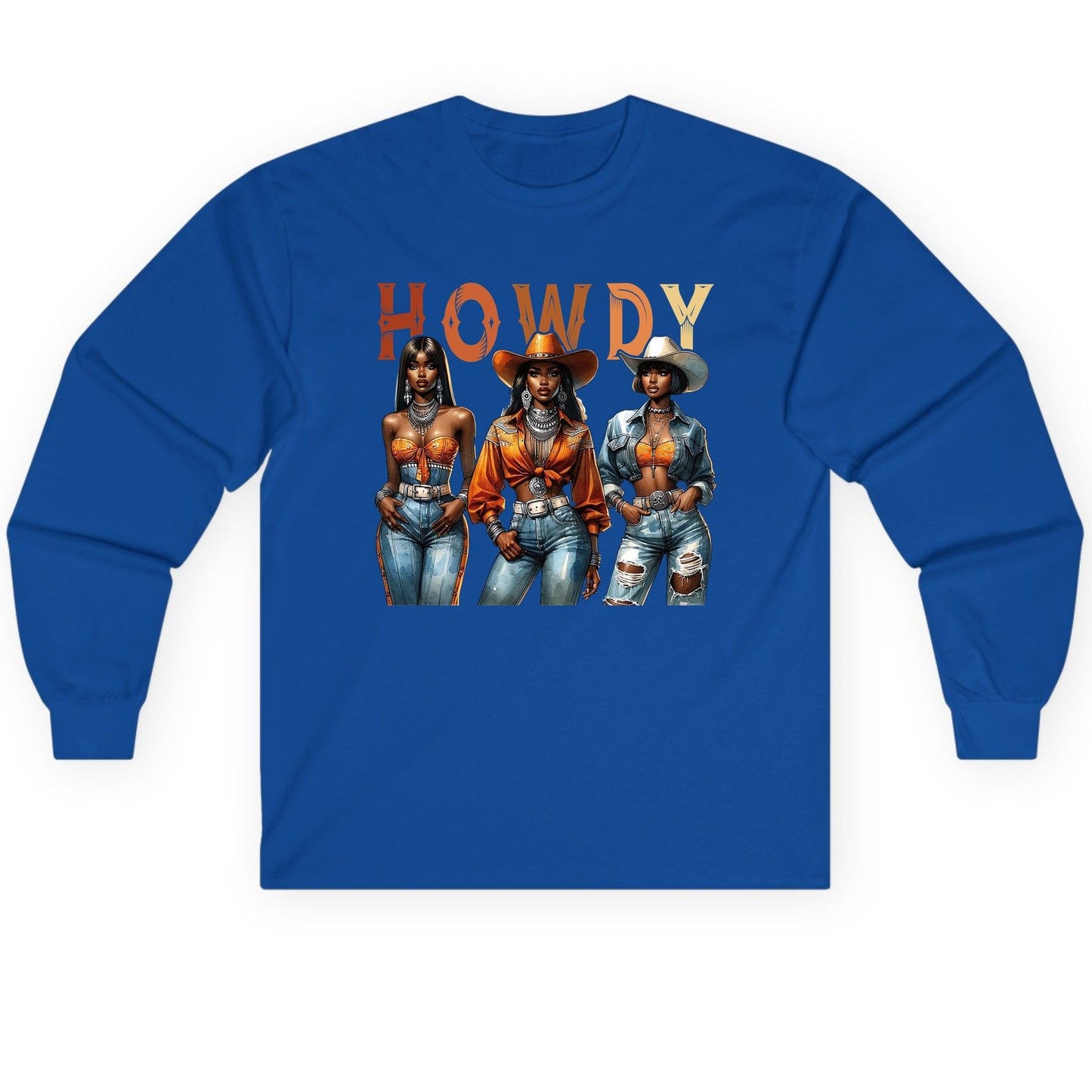Howdy black cowgirls Long Sleeve Tee Royal product mockup
