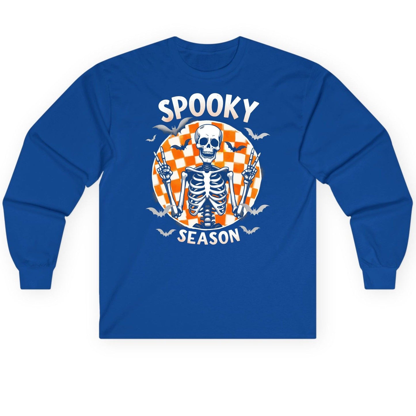 Spooky Season Halloween skeleton Long Sleeve Tee Royal product mockup