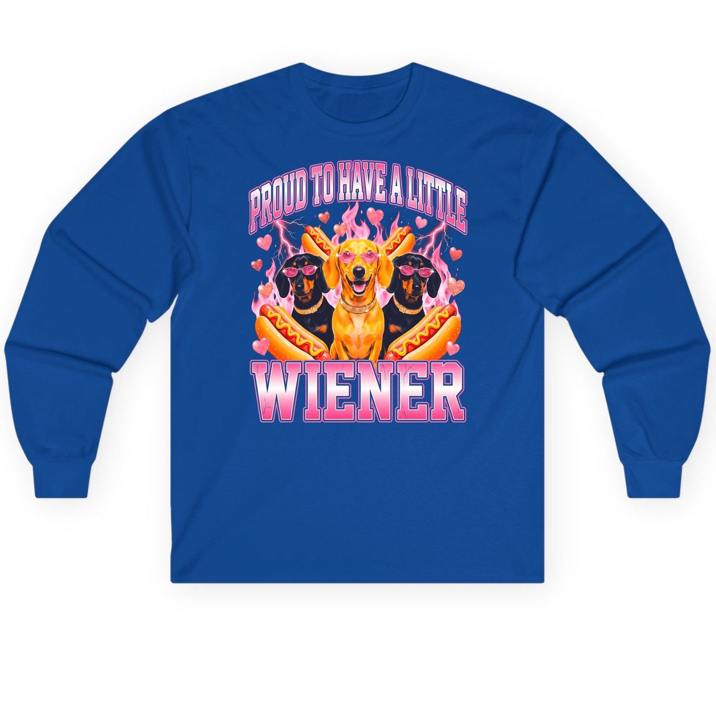 Proud to Have a Little Wiener dachshund Long Sleeve Tee Royal product mockup