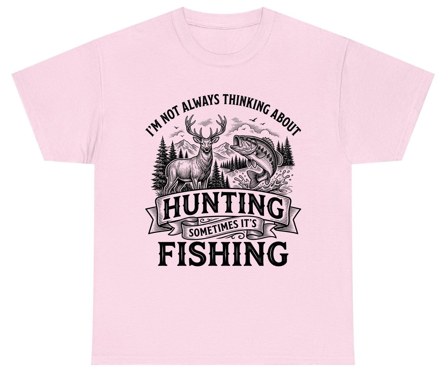 I'm Not Always Thinking About Hunting Sometimes It's Fishing hunting and fishing Youth T-Shirt Light Pink product mockup