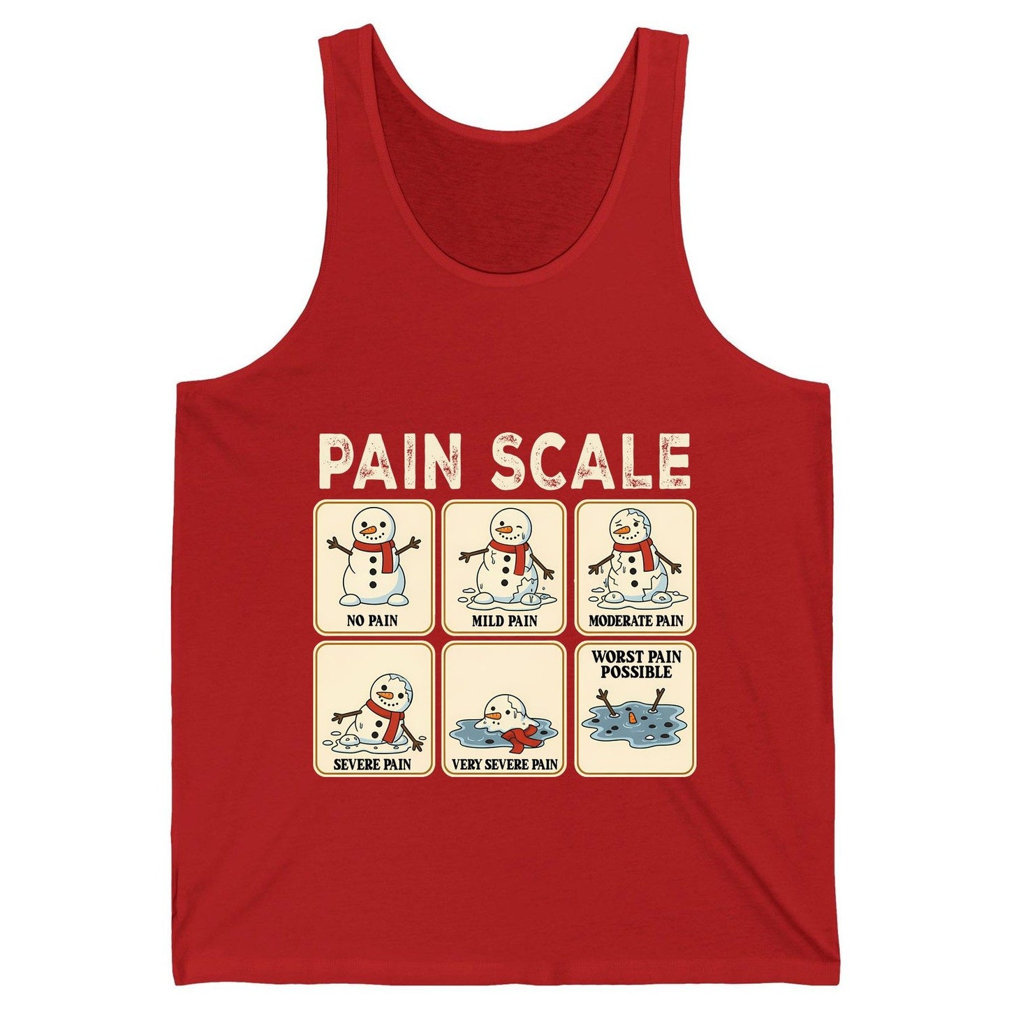 Pain Scale No Pain Mild Pain Moderate Pain Severe Pain Very Severe Pain Worst Pain Possible snowman Tank Top Red product