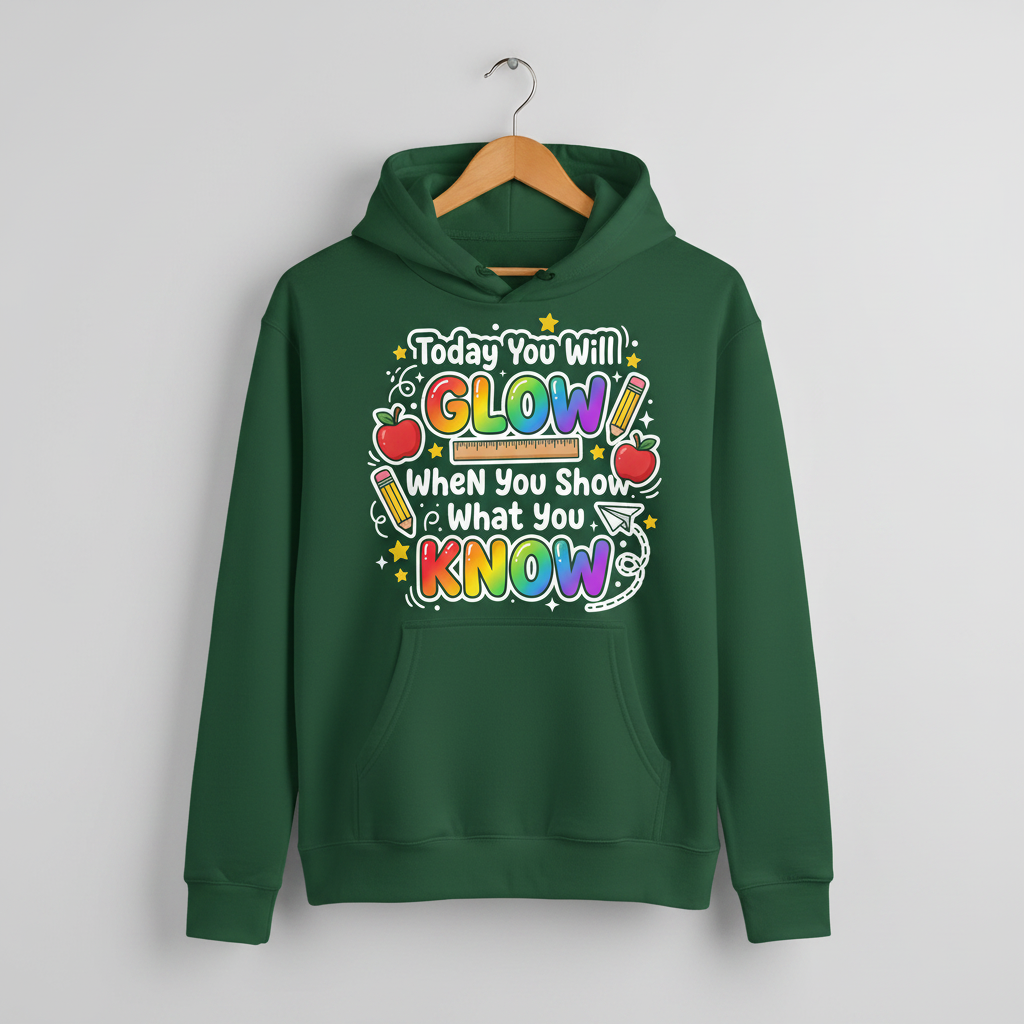 Today You Will Glow Motivational School Quote Hoodie - Forest Green