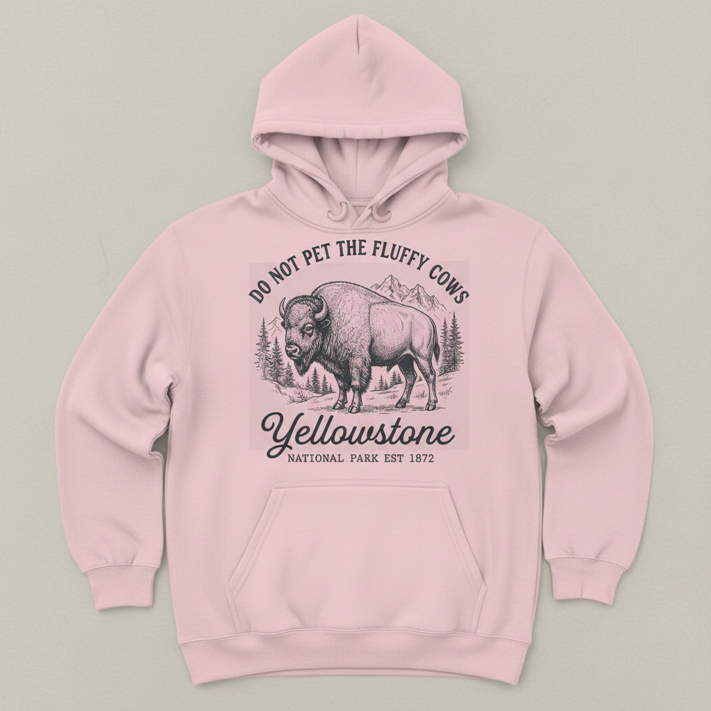 Do Not Pet The Fluffy Cows Yellowstone Bison Vintage Design Hoodie - Light Pink