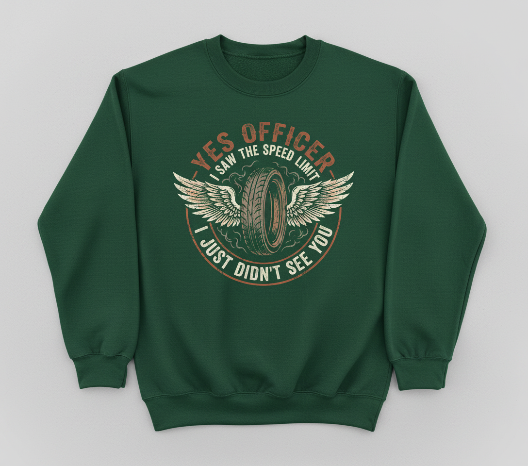Yes Officer I Saw The Speed Limit Motorcycle Humor Sweatshirt - Forest Green