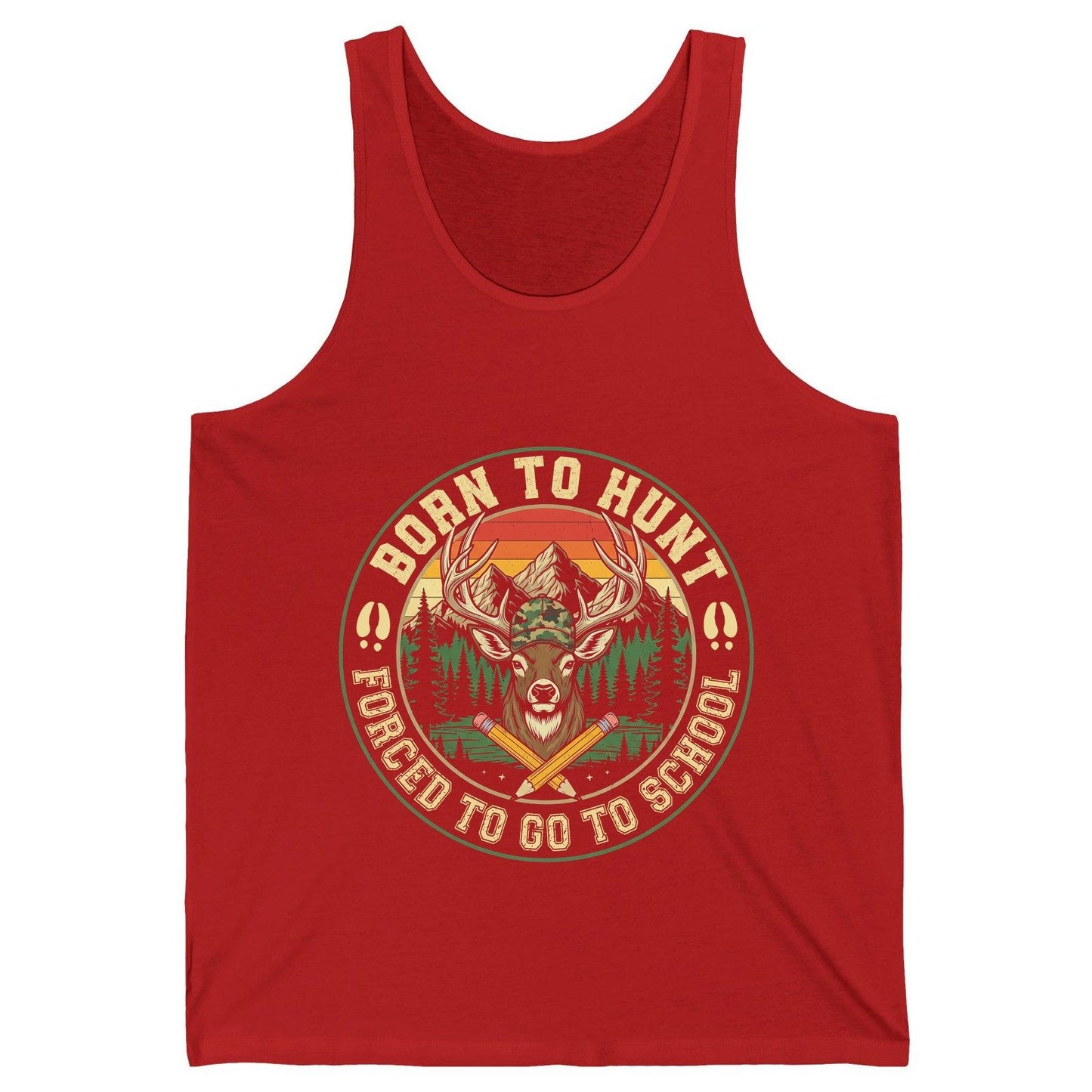 Born to Hunt Forced to Go to School hunting Tank Top Red product mockup