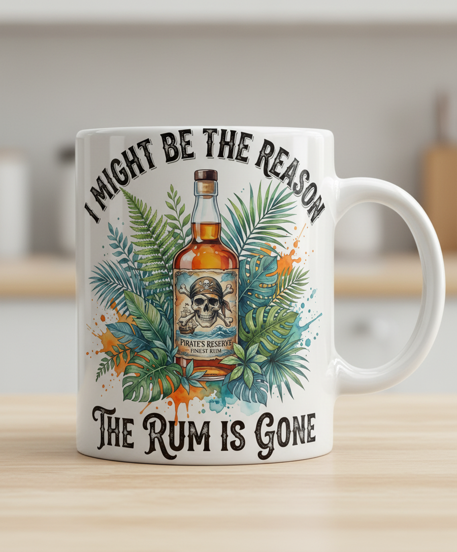 I Might Be The Reason The Rum Is Gone Pirate Design White Mug - White