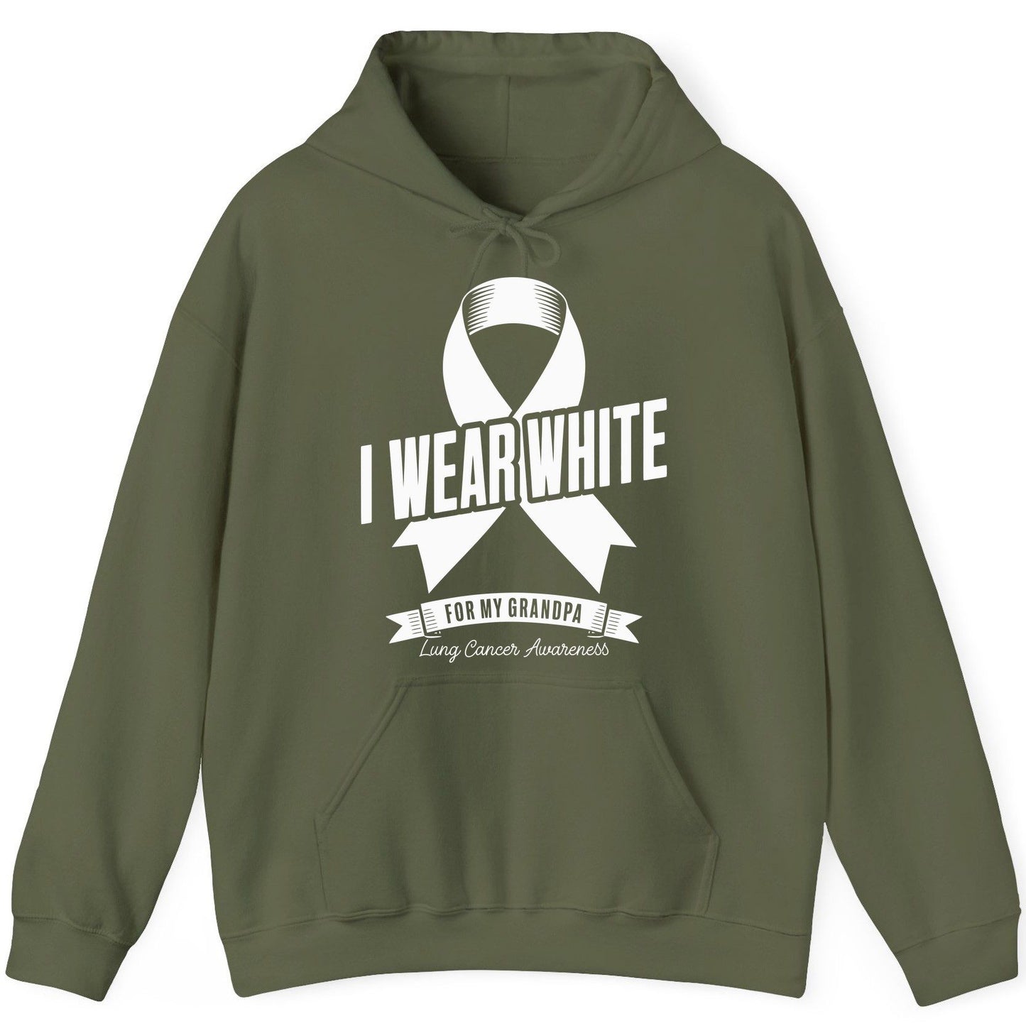 I Wear White for My Grandpa lung cancer awareness Hoodie Military Green product mockup