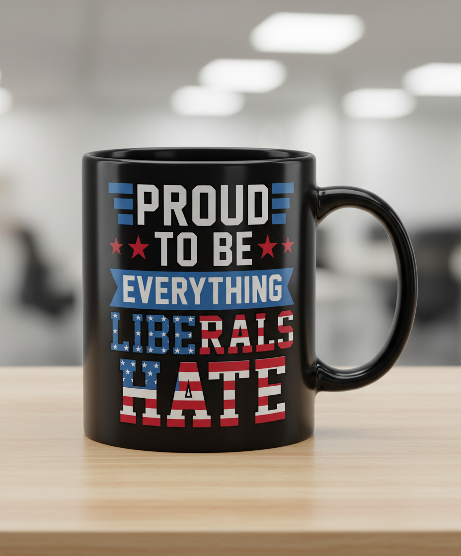 Proud To Be Everything Liberals Hate Patriotic Design Black Mug - Black