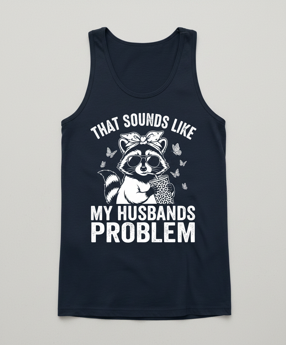 That Sounds Like My Husbands Problem Sassy Raccoon Tank Top - Navy