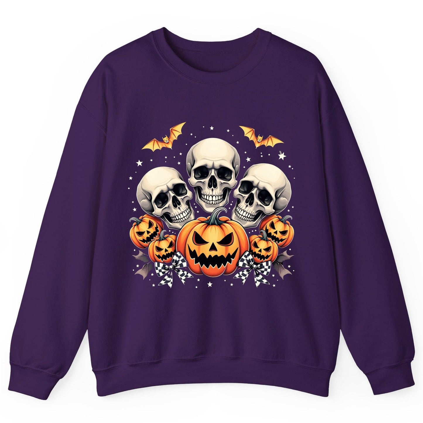 Skulls and Pumpkins Halloween Halloween Sweatshirt Purple product mockup