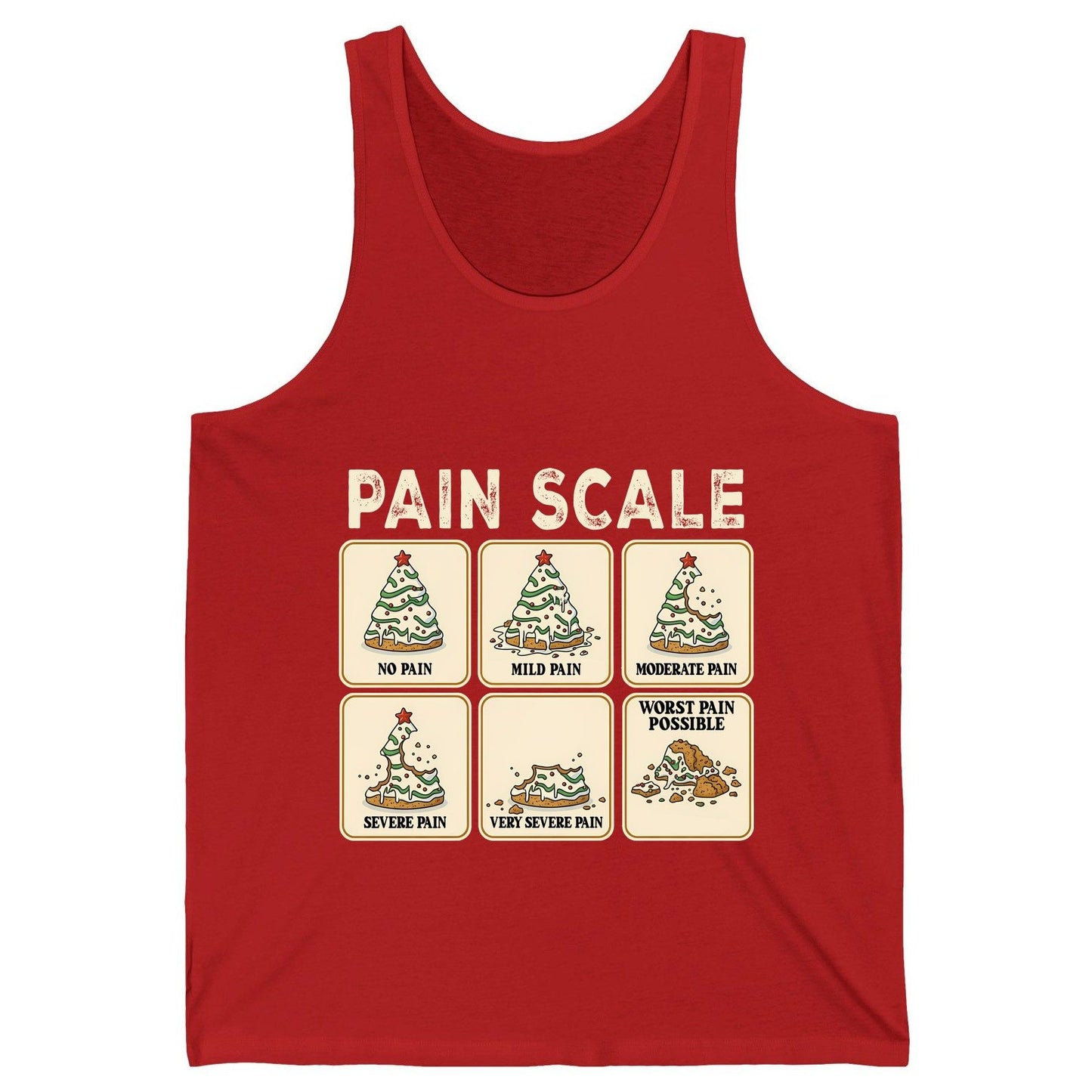 Pain Scale Christmas cookie pain scale Tank Top Red product mockup