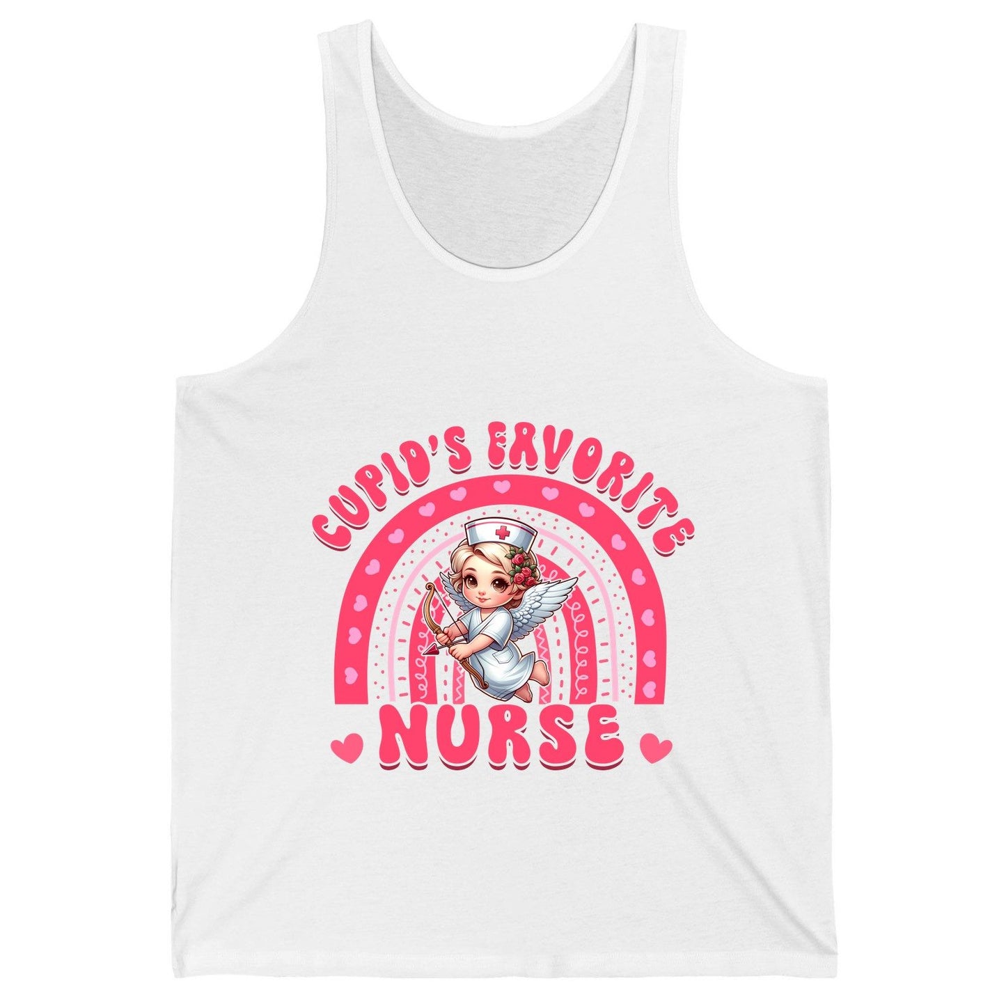 Cupid's Favorite Nurse nurse Tank Top White product mockup