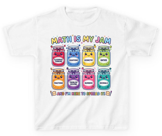 Math Is My Jam and I'm Here to Spread It! math teacher Youth T-Shirt White product mockup