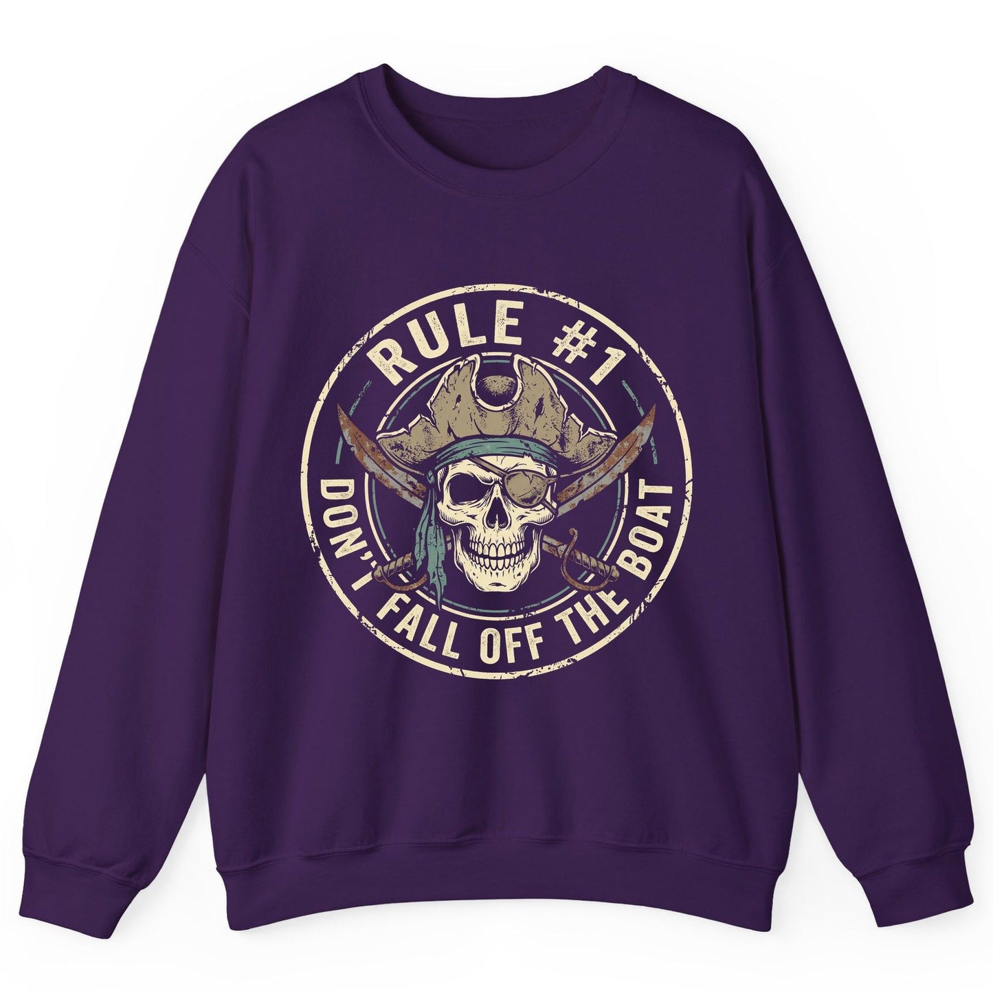 Rule 1 Don't Fall Off the Boat pirate Sweatshirt Purple product mockup