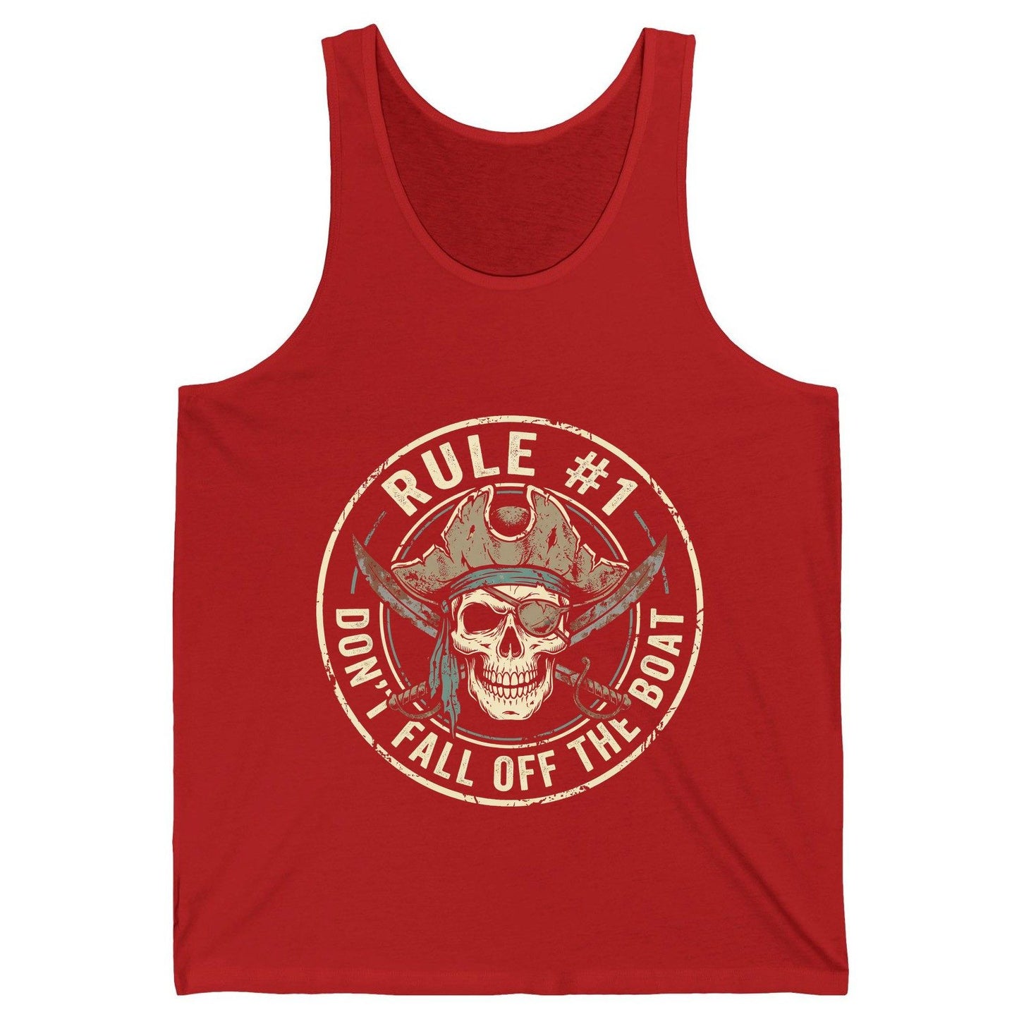 Rule 1 Don't Fall Off the Boat pirate Tank Top Red product mockup
