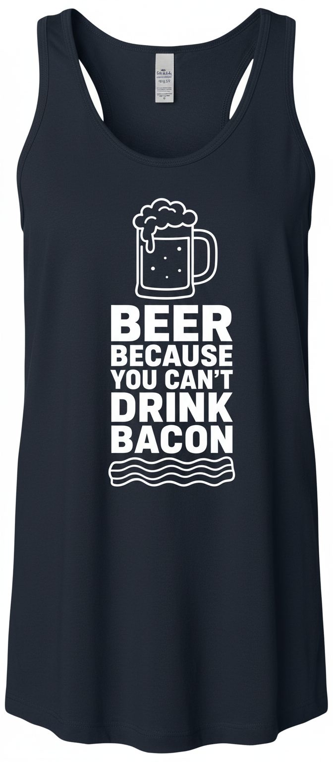 You Can't Drink Bacon Beer Funny Lovers Tank Top - product mockup - Navy
