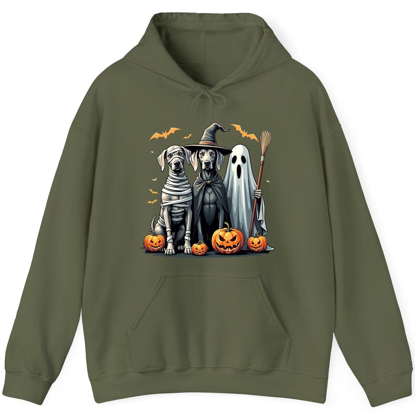 Halloween Weimaraner Dogs Halloween weimaraner dogs Hoodie Military Green product mockup