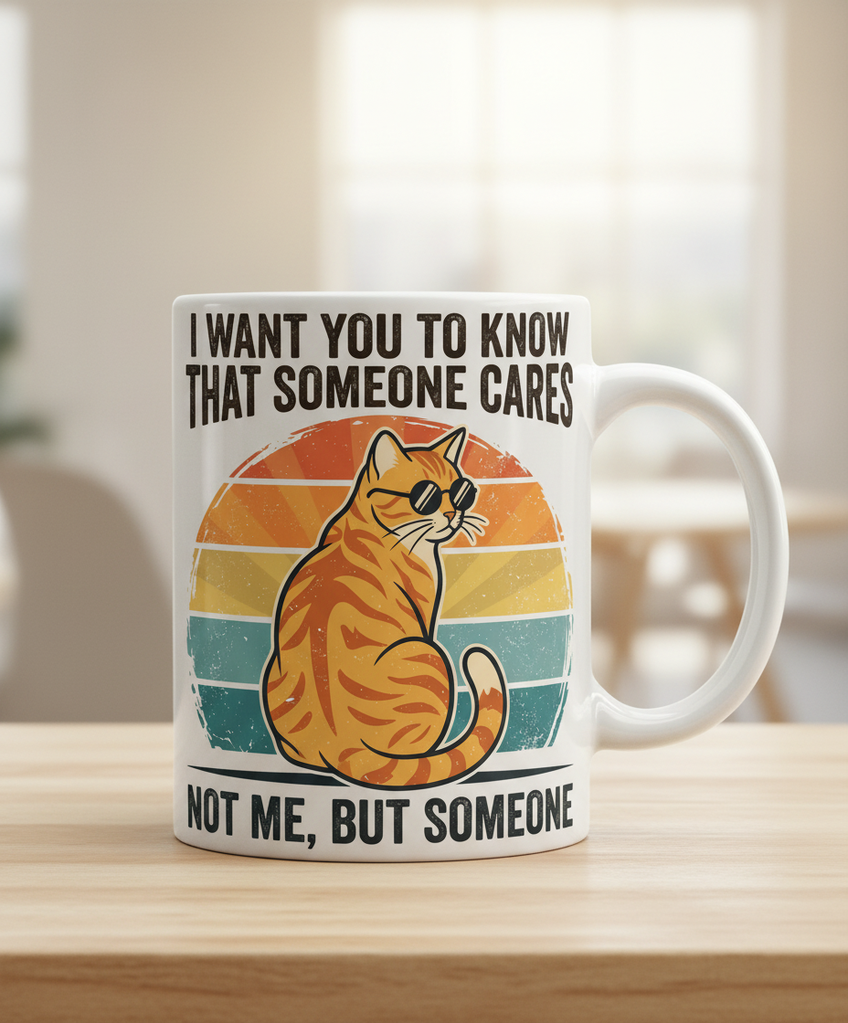Sarcastic Cat I Want You To Know Someone Cares, Not Me White Mug - White