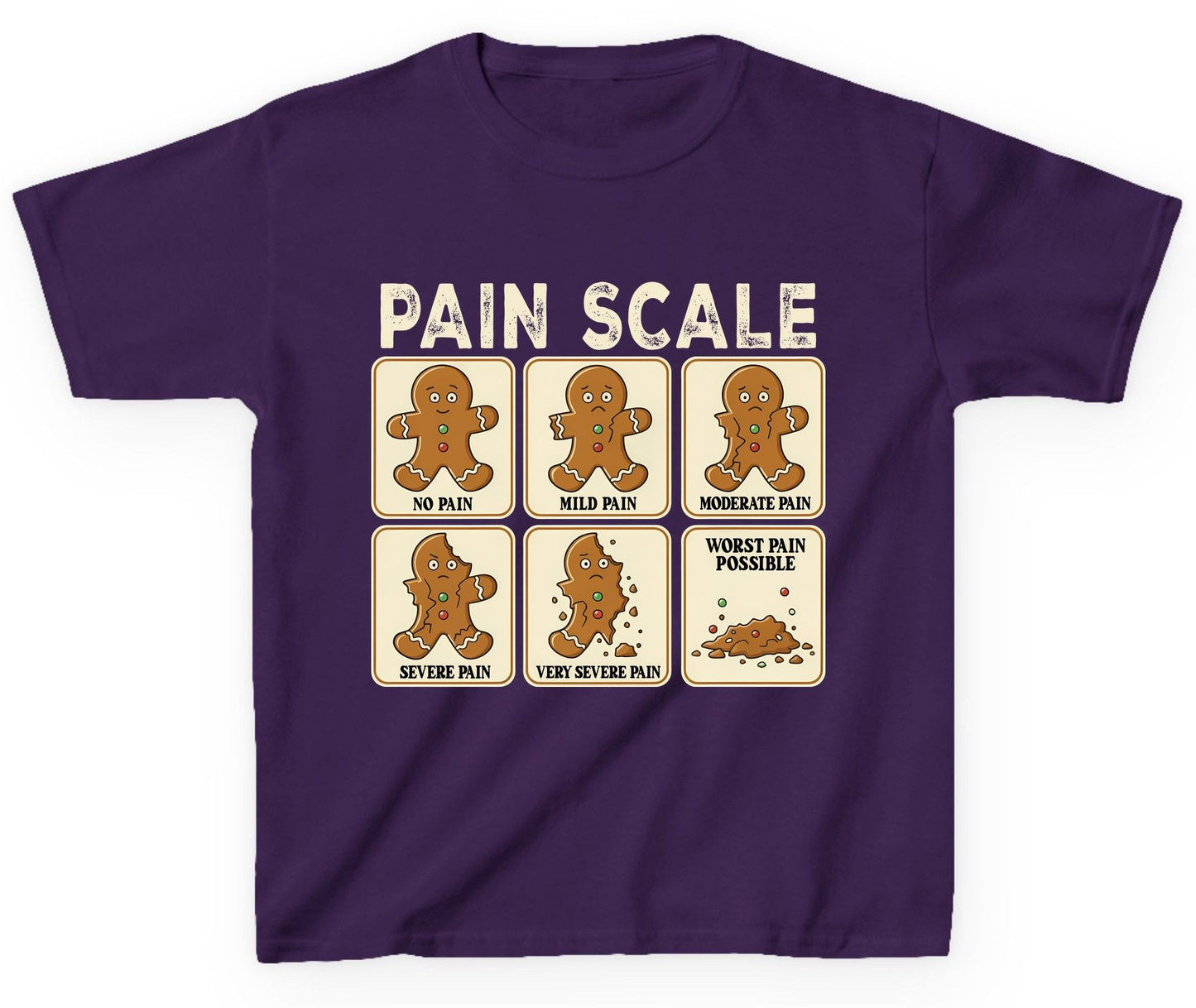 Pain Scale gingerbread man pain scale Youth T-Shirt Purple product mockup