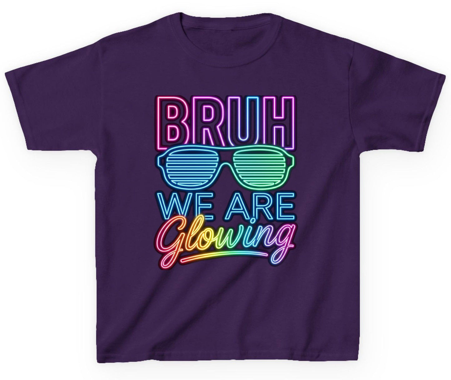 BRUH WE ARE Glowing Neon Party Youth T-Shirt Purple product mockup