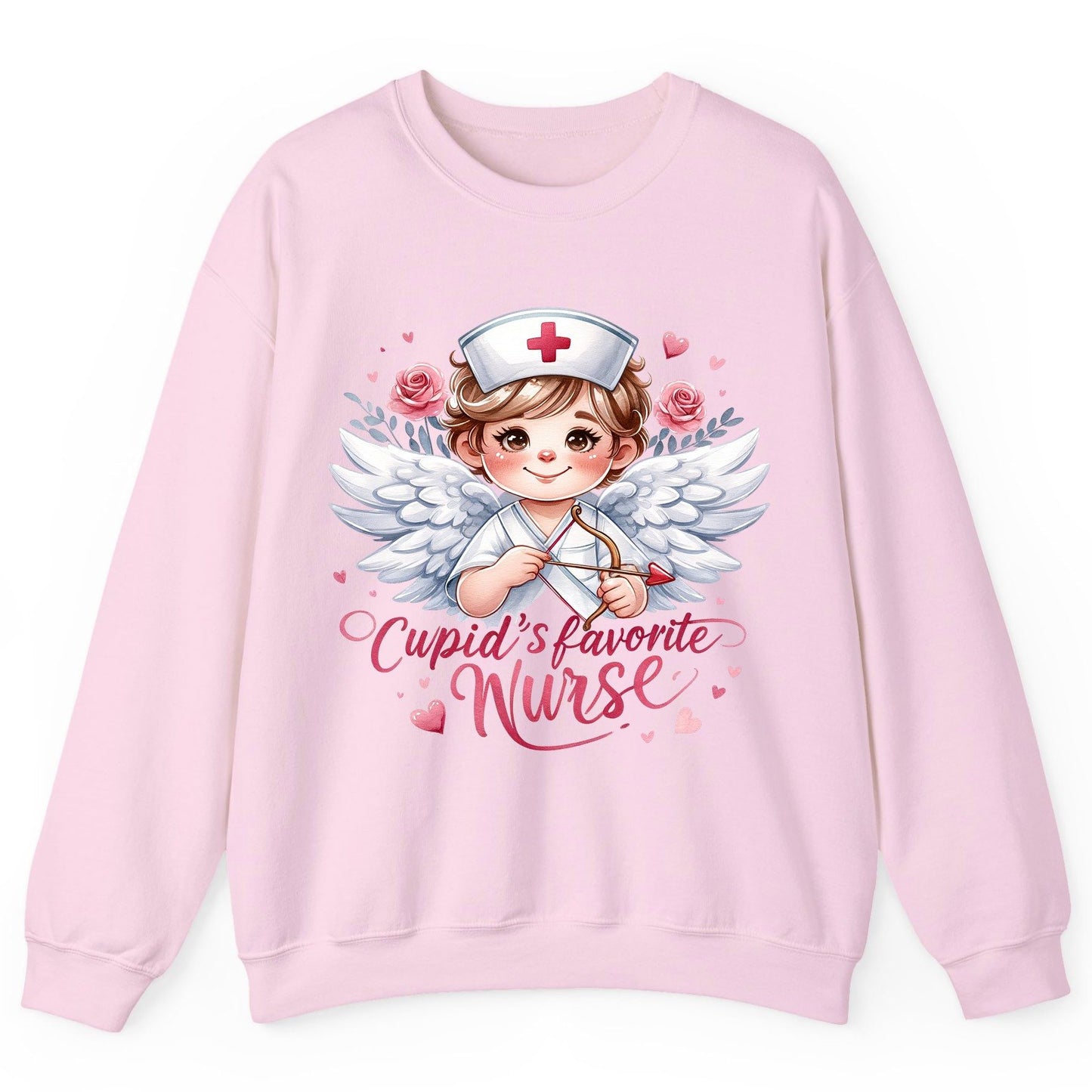 Cupid's Favorite Nurse cupid nurse Sweatshirt Light Pink product mockup
