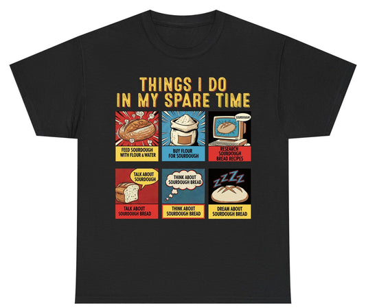Things I Do in My Spare Time sourdough bread baking Youth T-Shirt Black product mockup