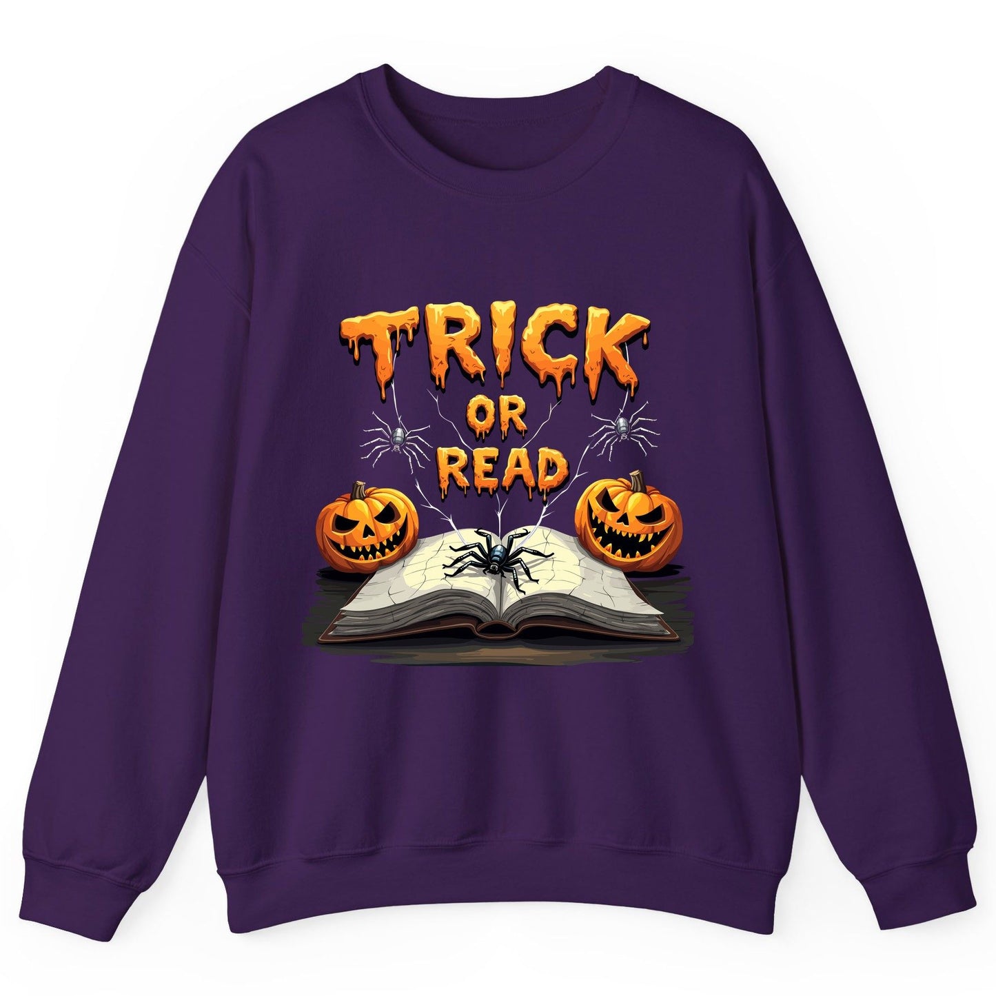 Trick or Read Halloween reading Sweatshirt Purple product mockup