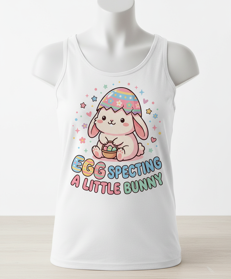 Egg Specting A Little Bunny Cute Easter Pregnancy Announcement Tank Top - White