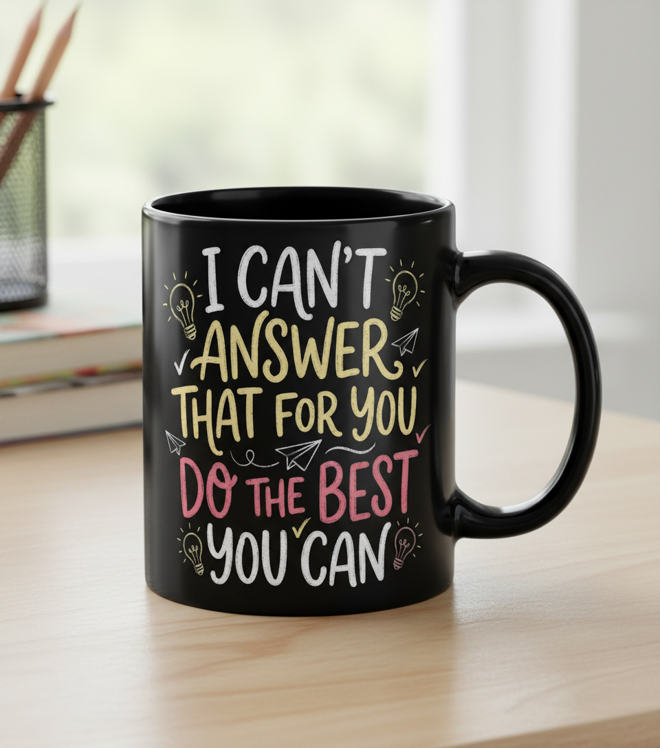 I Can't Answer That For You Teacher Quote Black Mug - Black