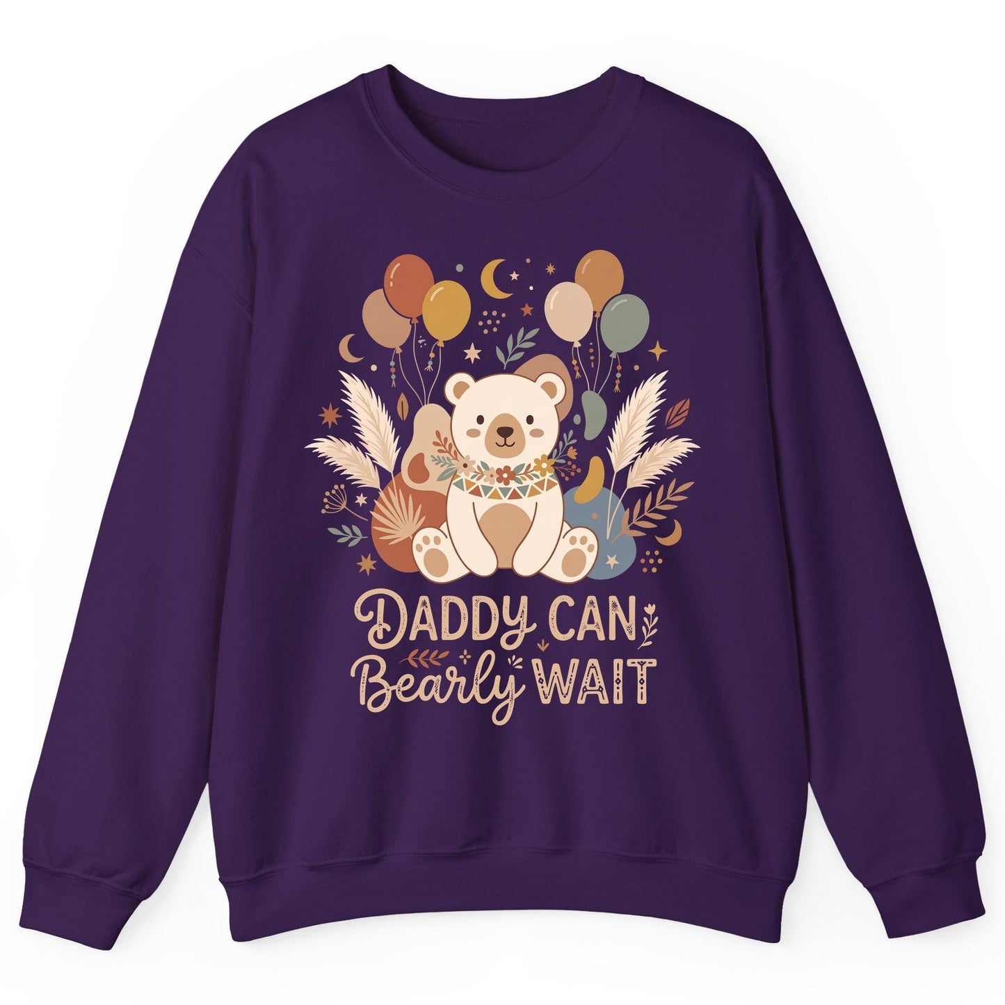 Daddy Can Bearly Wait Baby Shower Sweatshirt - product mockup - Purple