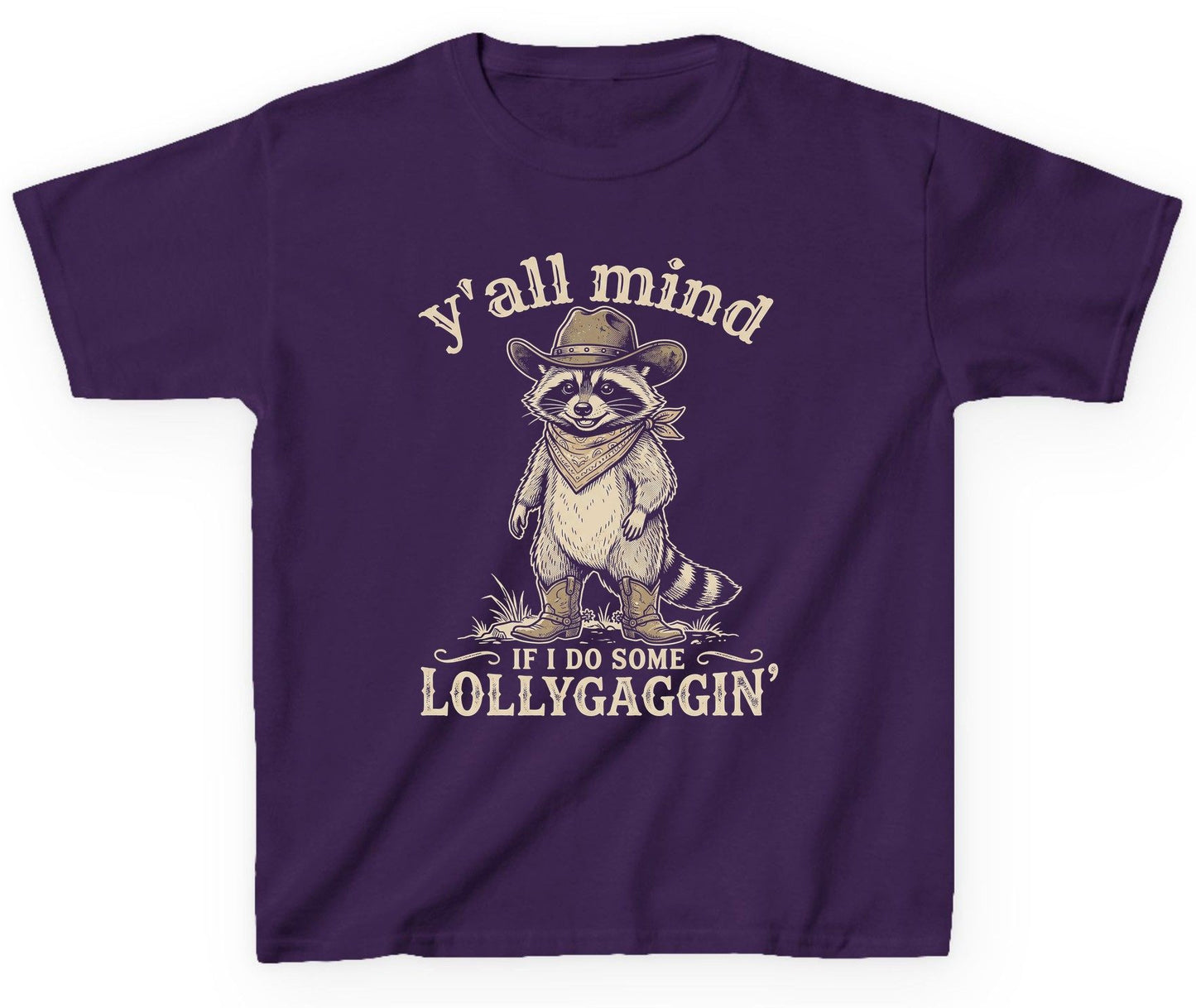 Y'all Mind IF I DO SOME Lollygagging' Youth T-Shirt - product mockup - Purple