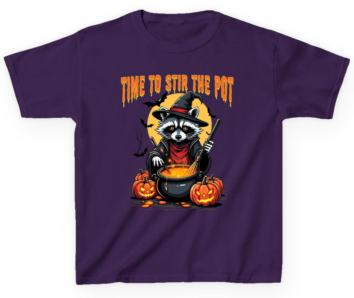 Time to Stir the Pot Halloween raccoon Youth T-Shirt Purple product mockup