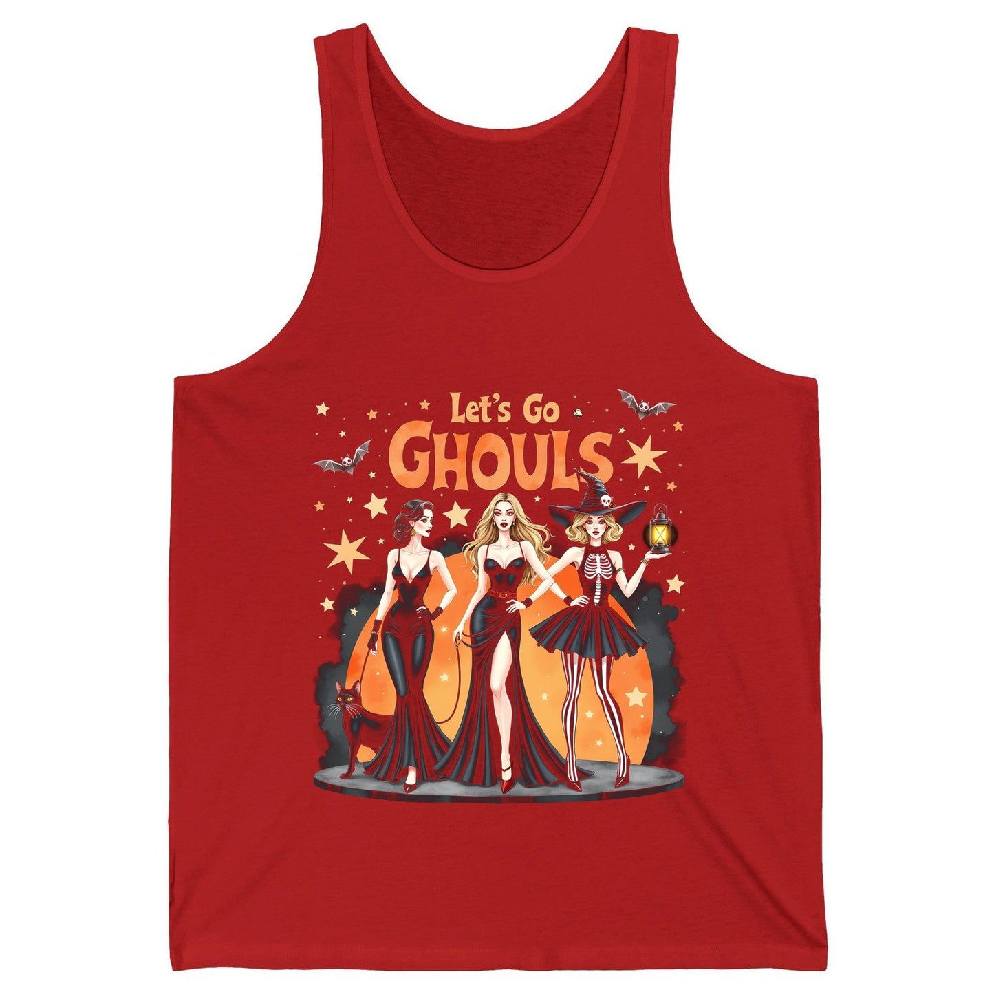 Let's Go Ghouls Halloween women Tank Top Red product mockup