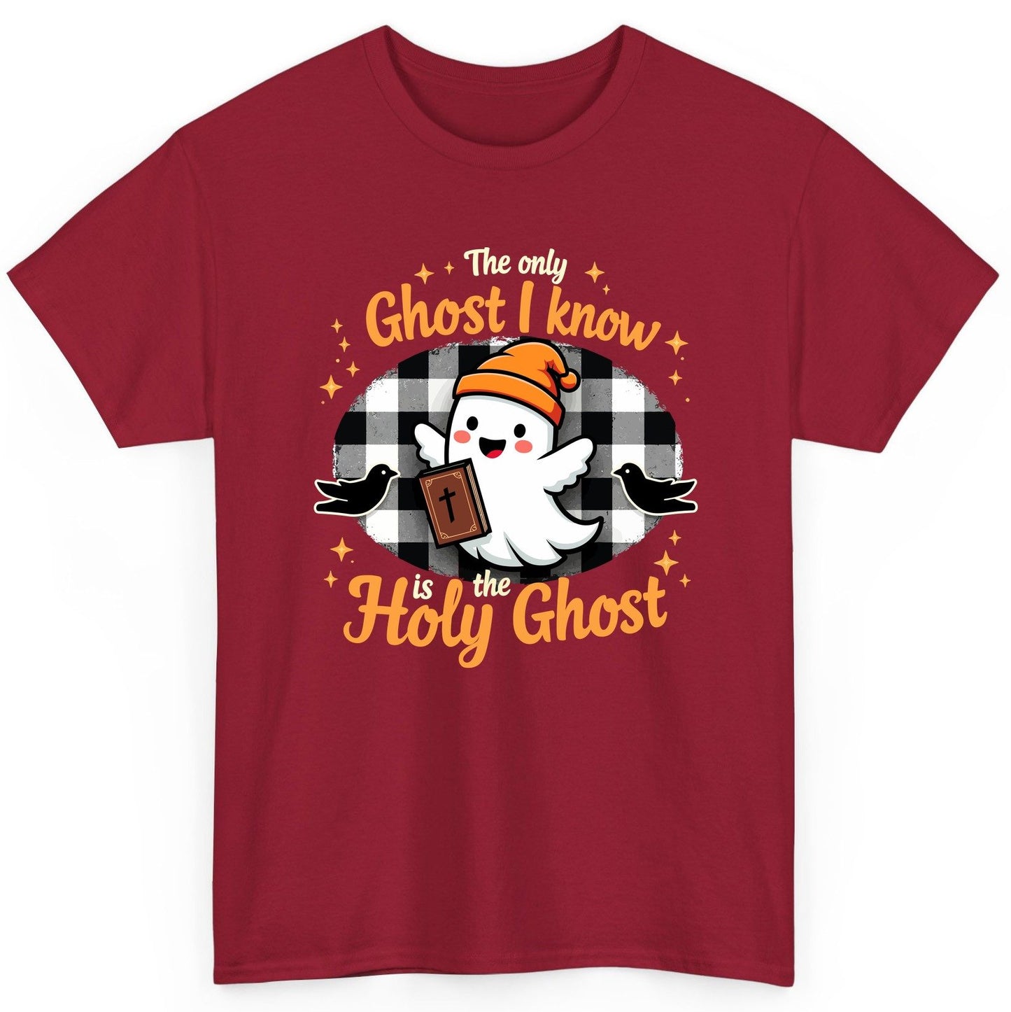 The Only Ghost I Know Is the Holy Ghost christian Halloween T-Shirt Cardinal Red product mockup