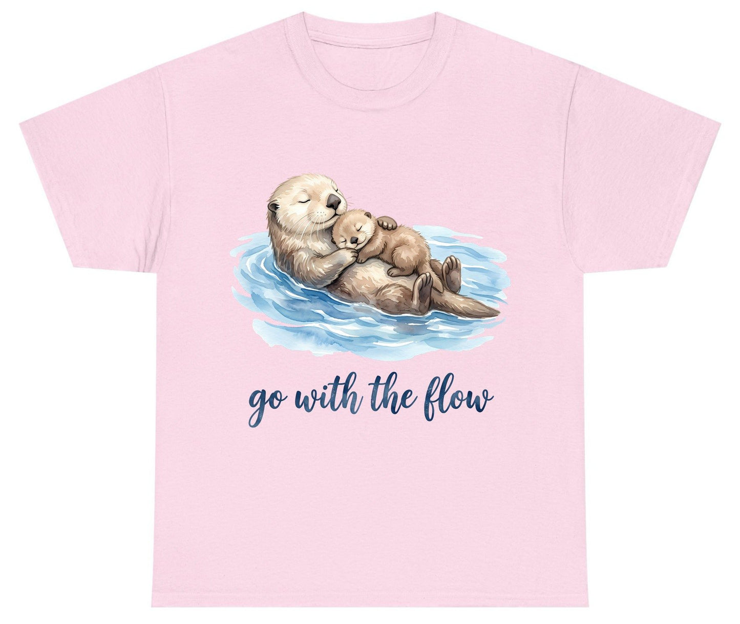 Go with the Flow Sea Otters Youth T-Shirt - product mockup - Light Pink
