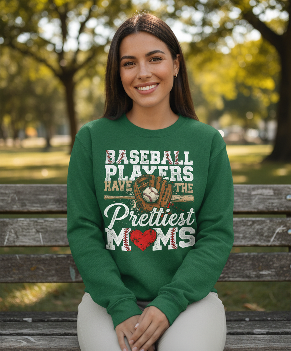 Baseball Players Have The Prettiest Moms Design Sweatshirt - Forest Green