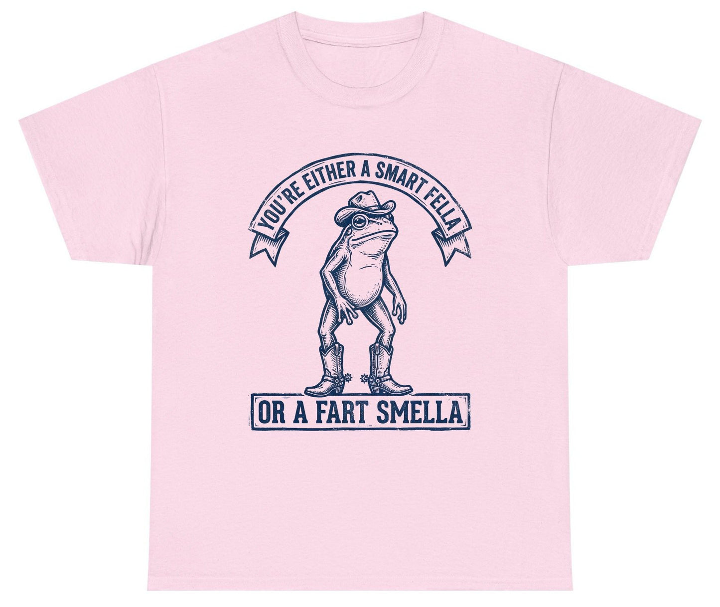 You're Either a Smart Fella or a Fart Smella cowboy frog Youth T-Shirt Light Pink product mockup