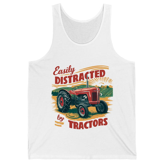 Easily Distracted by Tractors vintage tractor Tank Top White product mockup