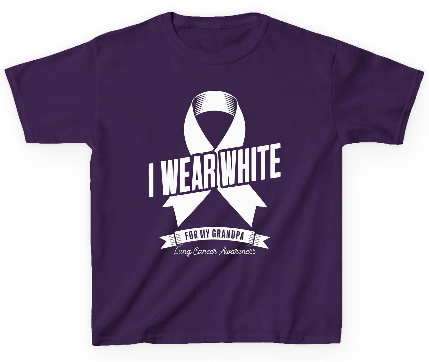 I Wear White for My Grandpa lung cancer awareness Youth T-Shirt Purple product mockup