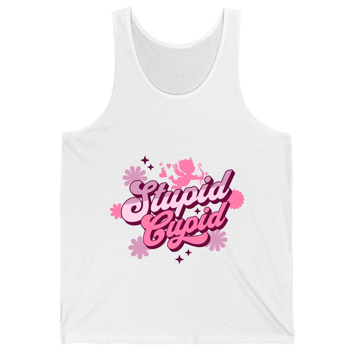 Stupid Cupid anti-Valentine's Day Tank Top White product mockup