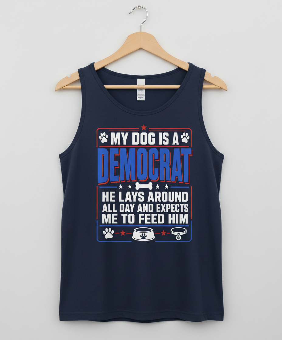 My Dog Is A Democrat Funny Political Dog Lover Design Tank Top - Navy
