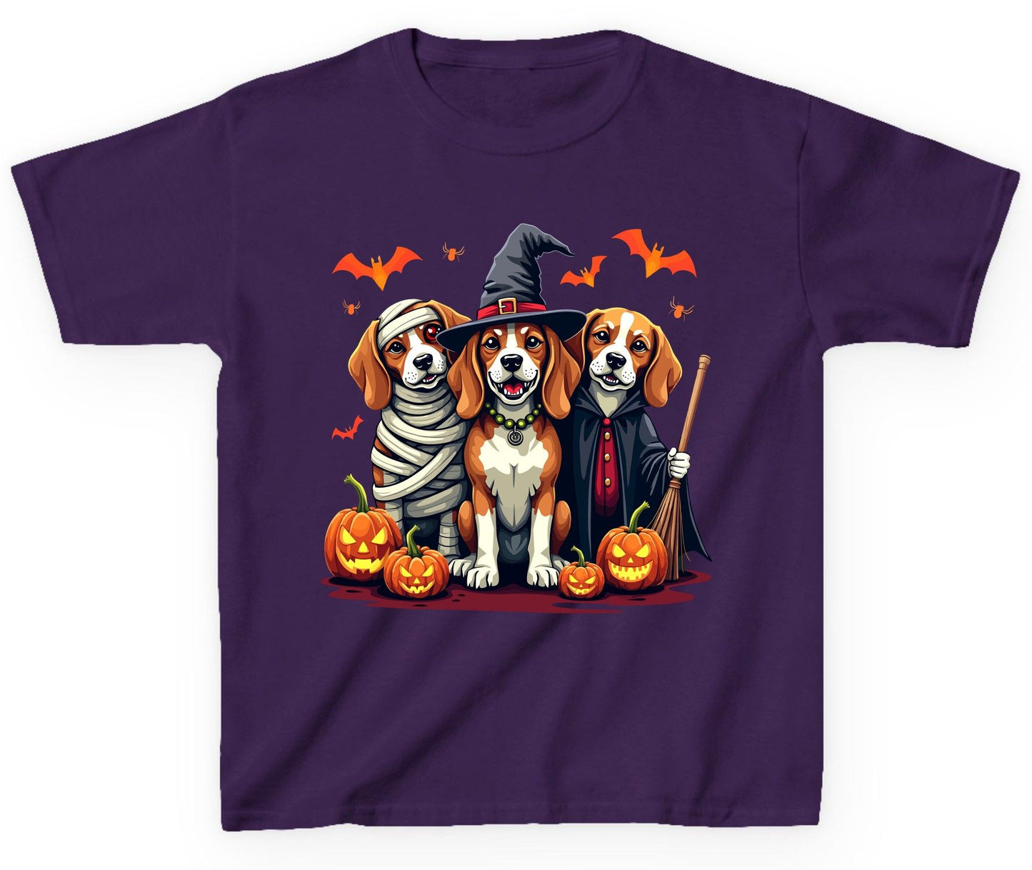 Halloween Beagles Costume beagles in Halloween costumes Youth T-Shirt Purple product mockup