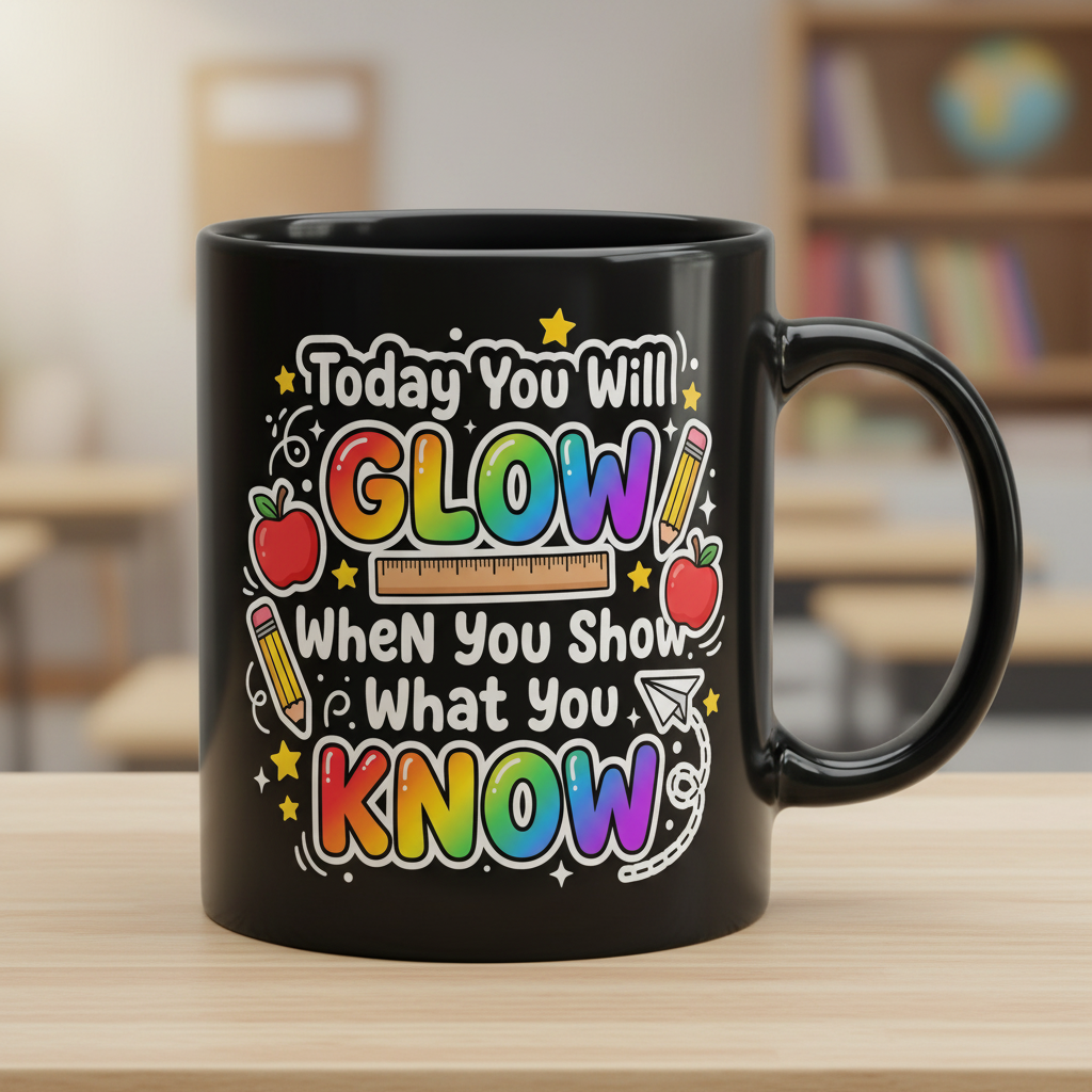 Today You Will Glow Motivational School Quote Black Mug - Black