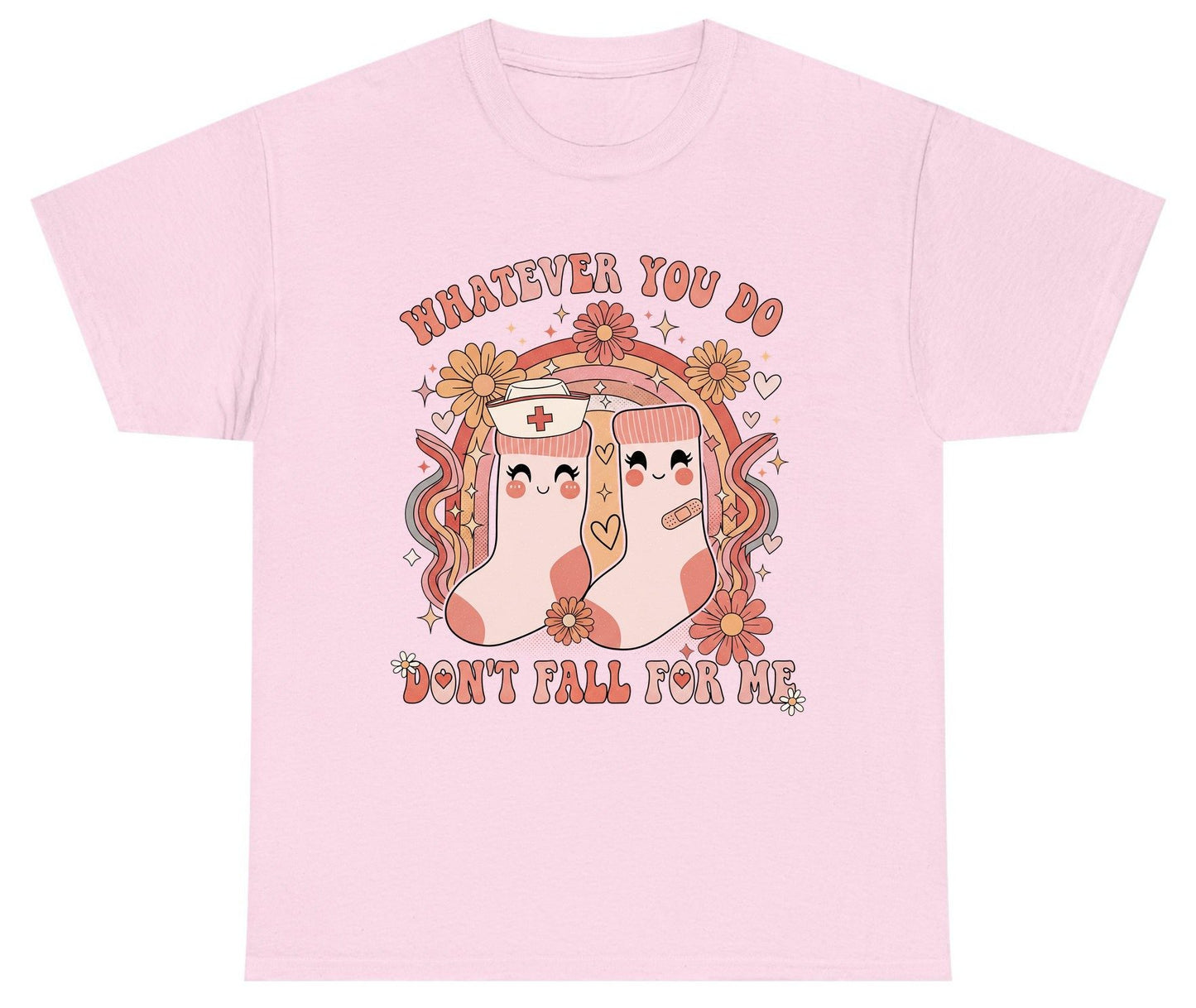Whatever You Do Don't Fall for Me nurse Youth T-Shirt Light Pink product mockup
