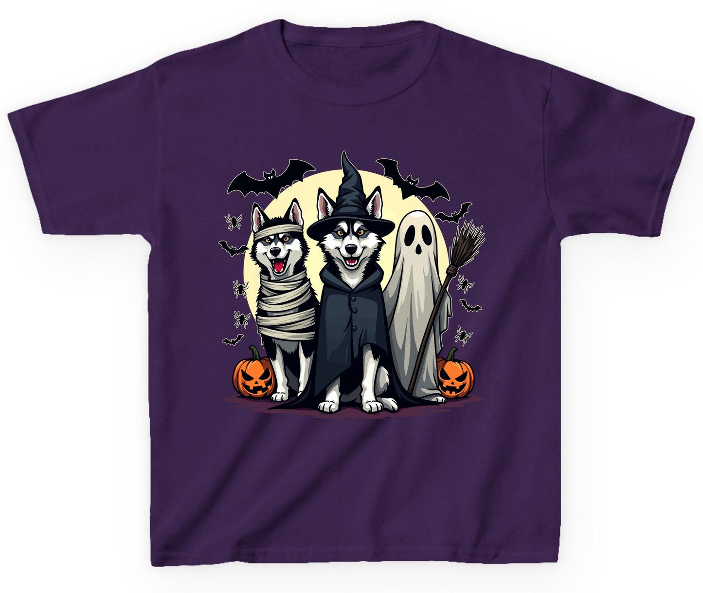 Halloween Huskies in Costumes Halloween huskies Youth T-Shirt Purple product mockup