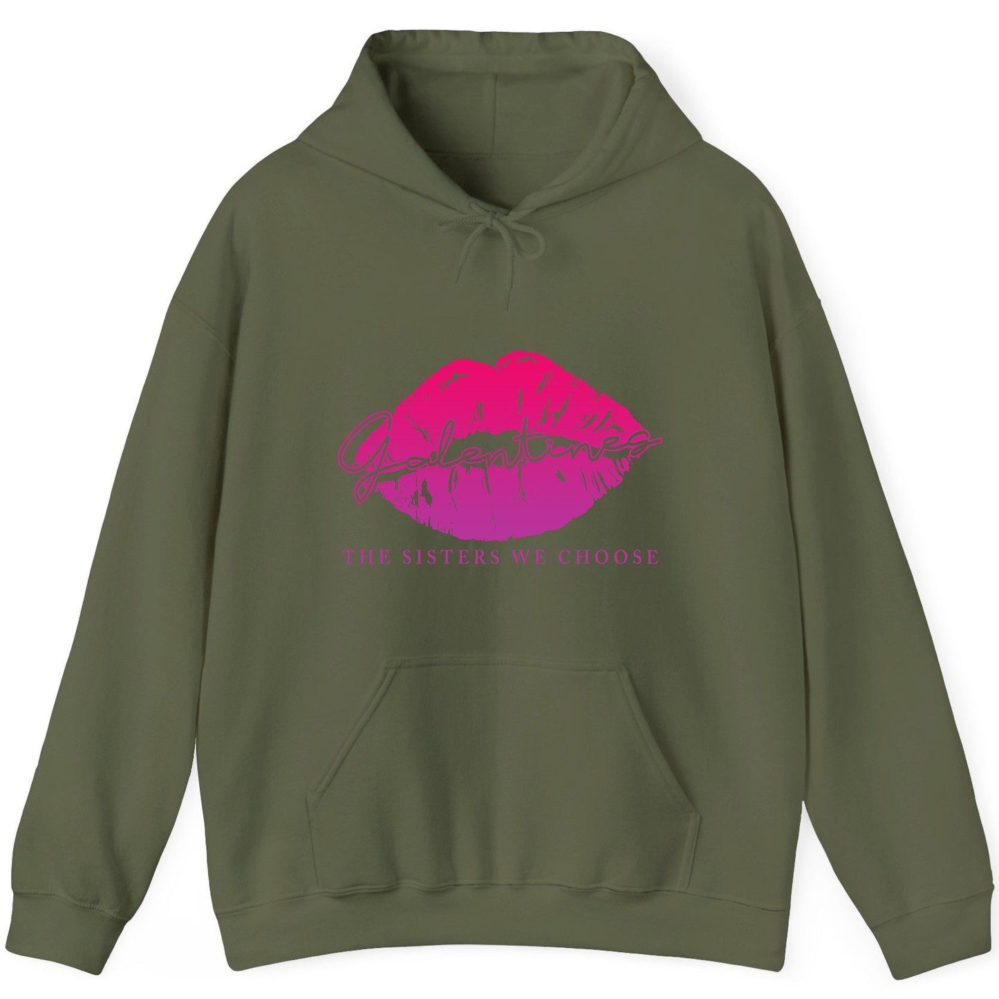 Galentines the Sisters We Choose galentine's day Hoodie Military Green product mockup