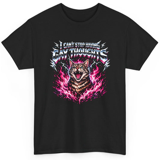 I Can't Stop Having Gay Thoughts cat T-Shirt Black product mockup