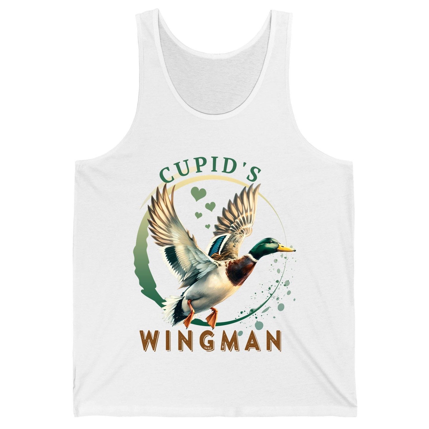 Cupid's Wingman mallard duck Tank Top White product mockup