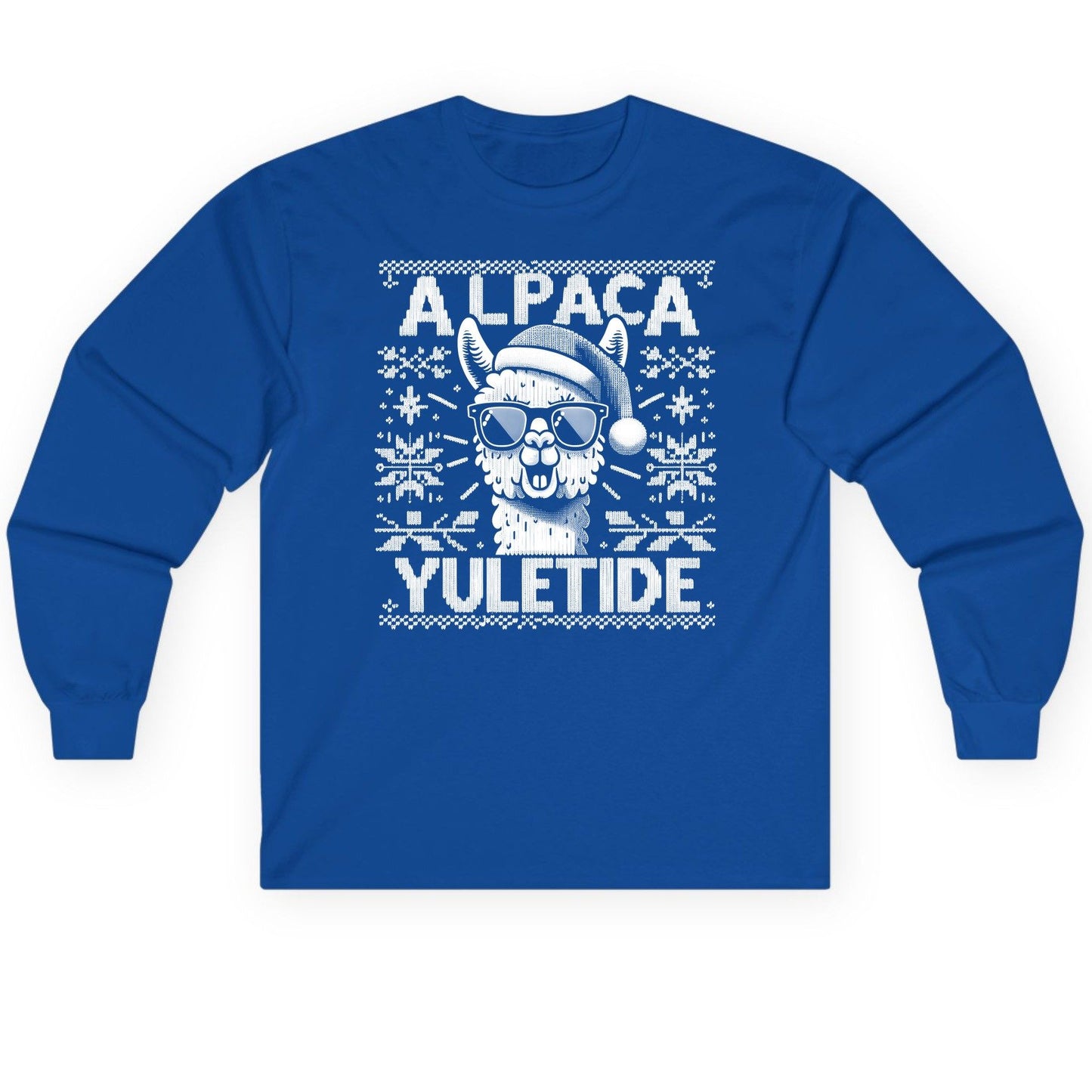 ALPACA Yuletide Funny Lovers Long Sleeve Tee - product mockup - Royal